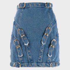 New Beautiful Custom Made Blue Denim Women Kilt