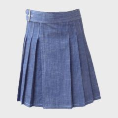 Women Light Blue Denim Kilt