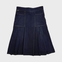 Women Dark Blue Denim Kilt