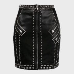 Women Fashion Leather Black Mini Skirt
