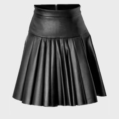 Women Black Leather Kilt