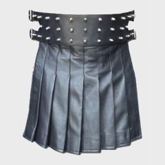 Mini Black Leather Kilt