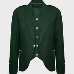 Green Argyll Jacket with Vest For Men