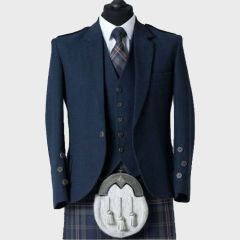 Men’s Blue Tweed Scottish Kilt Jacket with Waistcoat