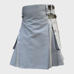 Gray Utility Kilt with Cargo Pockets