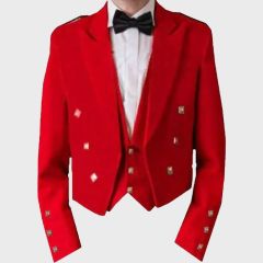 Red Prince Charlie Jacket With Waistcoat