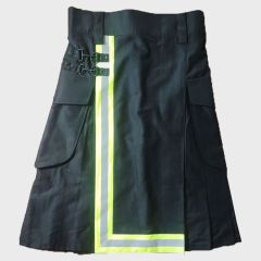 Black Utility Kilt with Yellow Trim