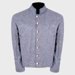 US Civil War Blue Pipping Trim Gray Wool Shell Jacket 
