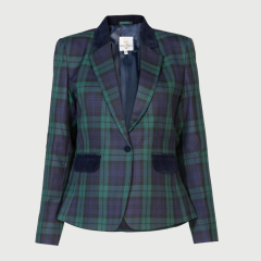 Black Watch Tartan Short Jacket for Women | Stylish and Warm Winter Outerwear